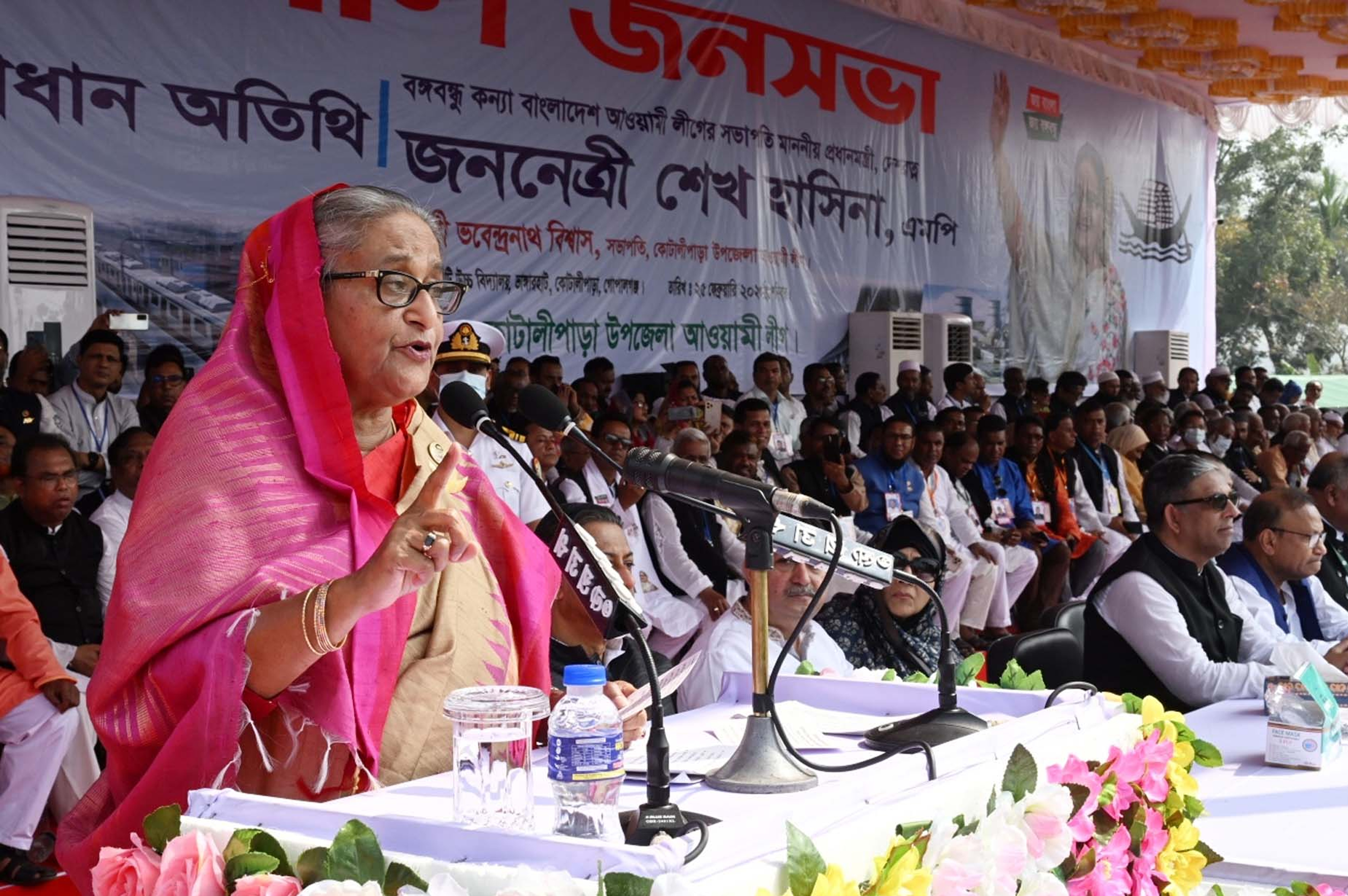 Sheikh Hasina in Kotalipara, Gopalganj, in February 2023. File photo.