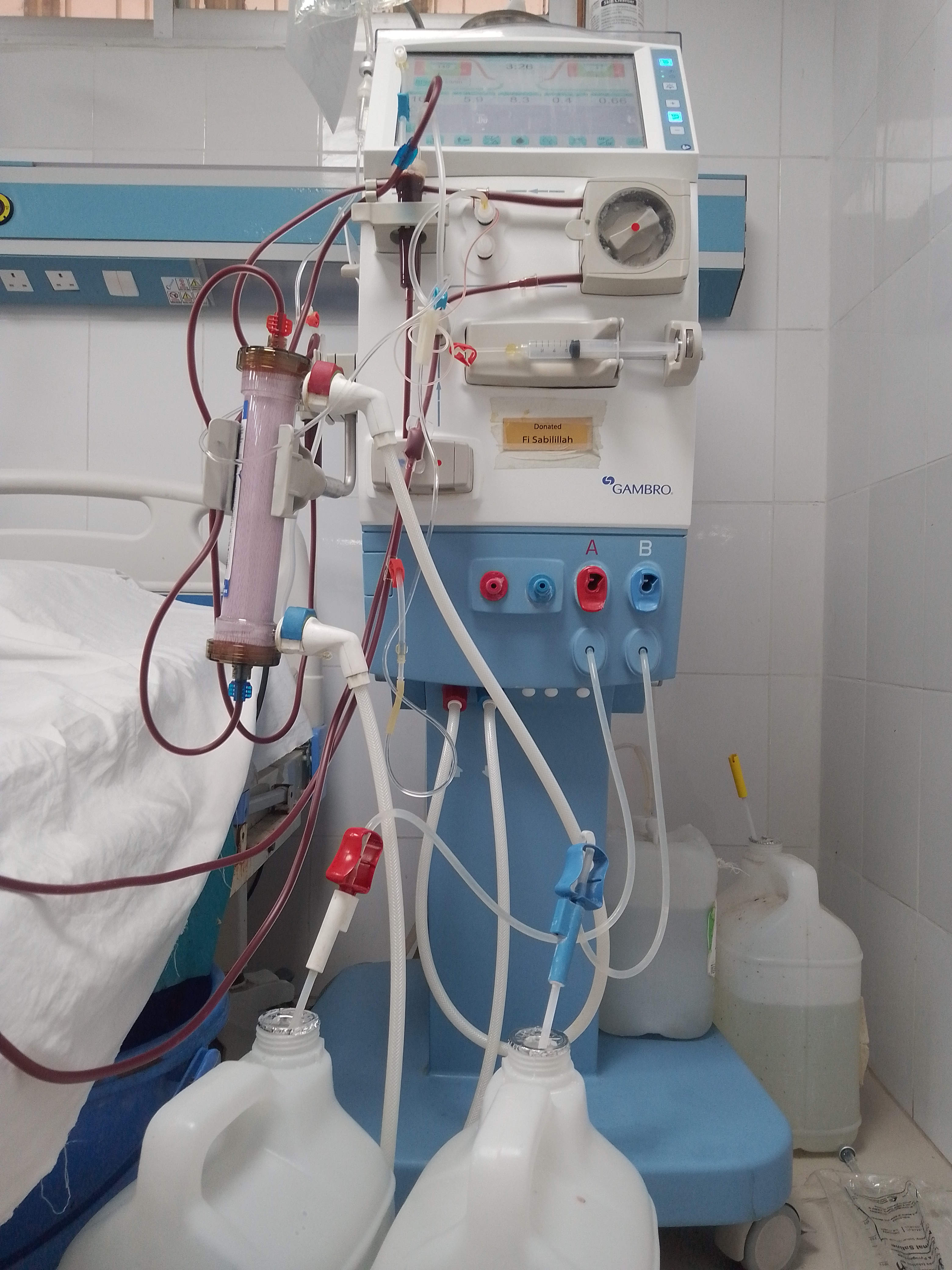 File photo: A dialysis machine at CKD & Urology Hospital, photographed on 20 March 2023. This representative image does not show any of the machines in the minister's plan.