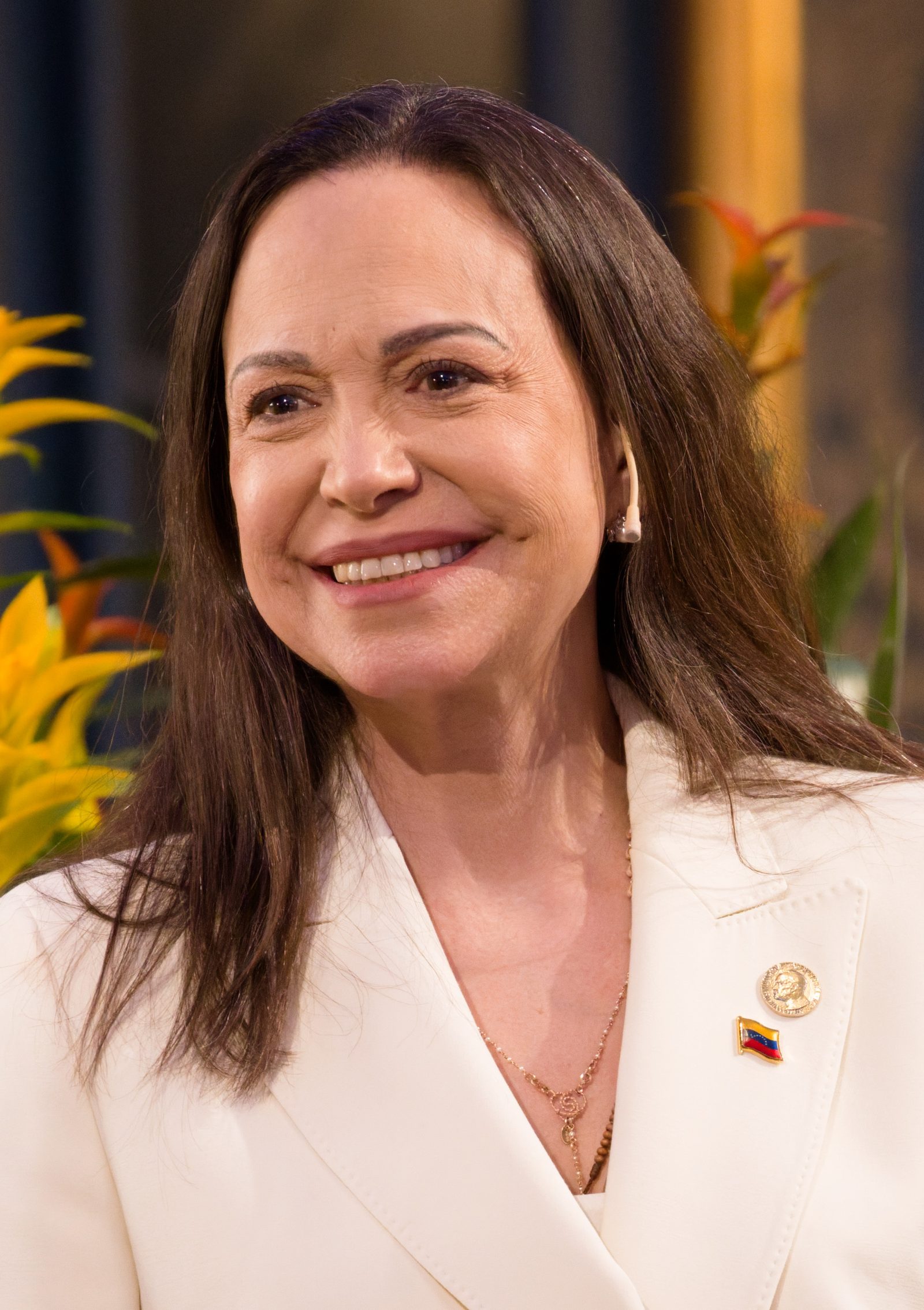 María Corina Machado speaks at a Nobel Peace Prize press conference at the Grand Hotel in Oslo on 11 December 2025.