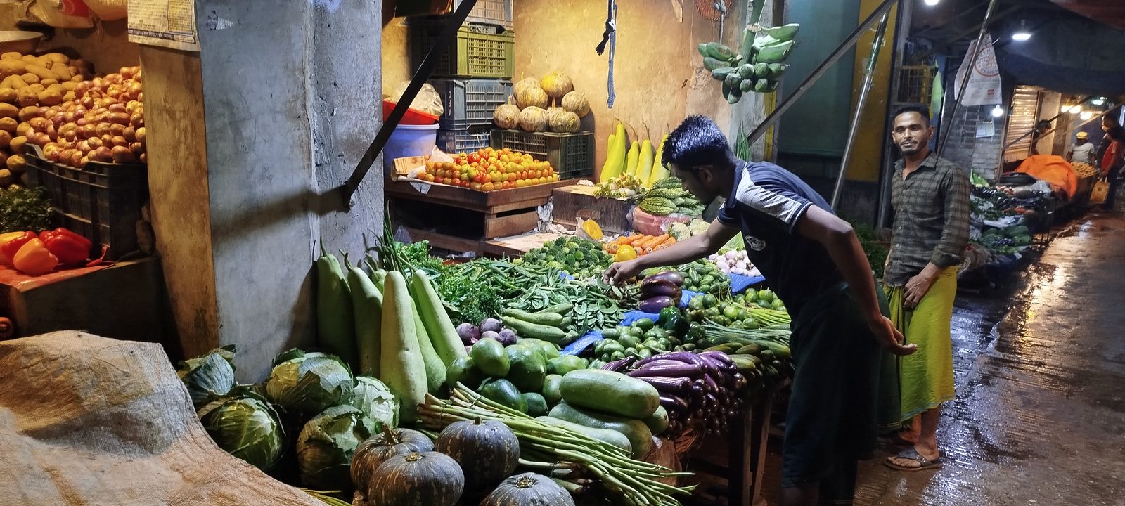 A vegetable shop in Old Dhaka. The World Bank's October 2026 outlook says global food commodity prices are set to rise about 10 percent this year and a further 7 percent in 2027.