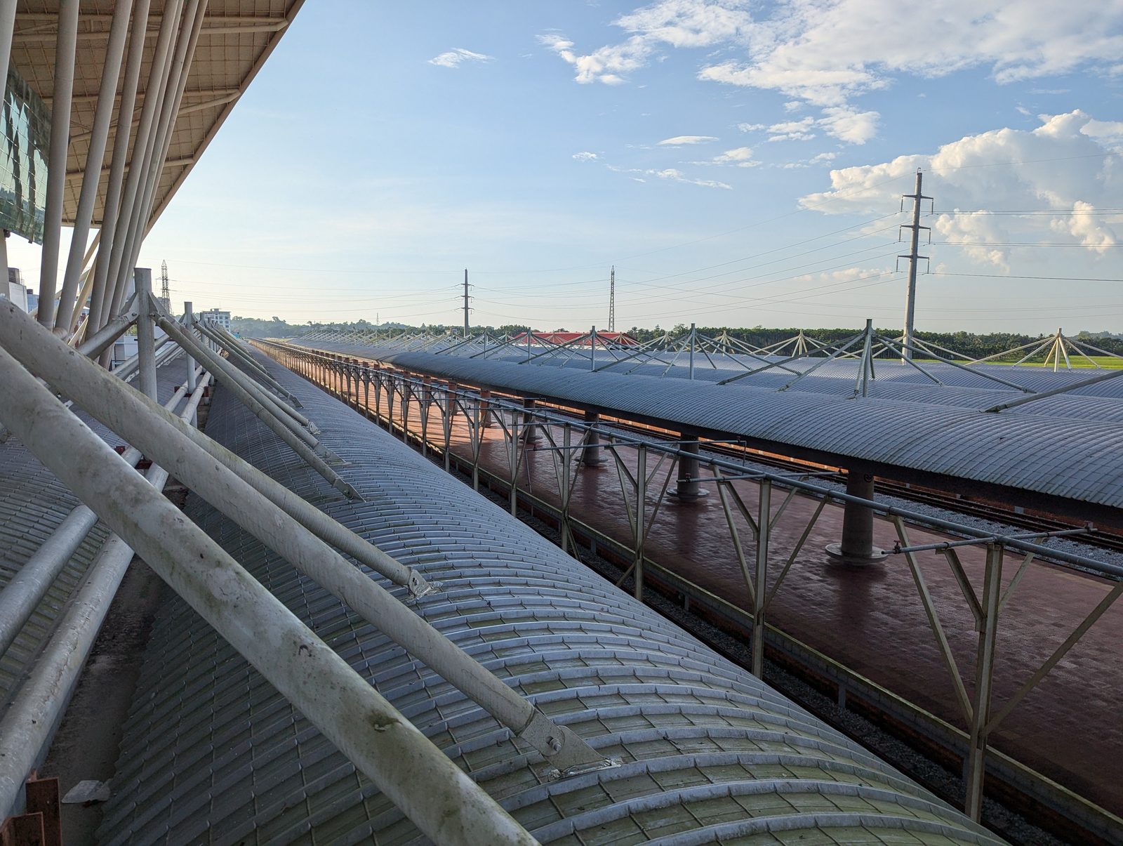 A top view of the platform at Cox's Bazar railway station, the terminus of the Dhaka-Cox's Bazar line. Photo taken in October 2025.